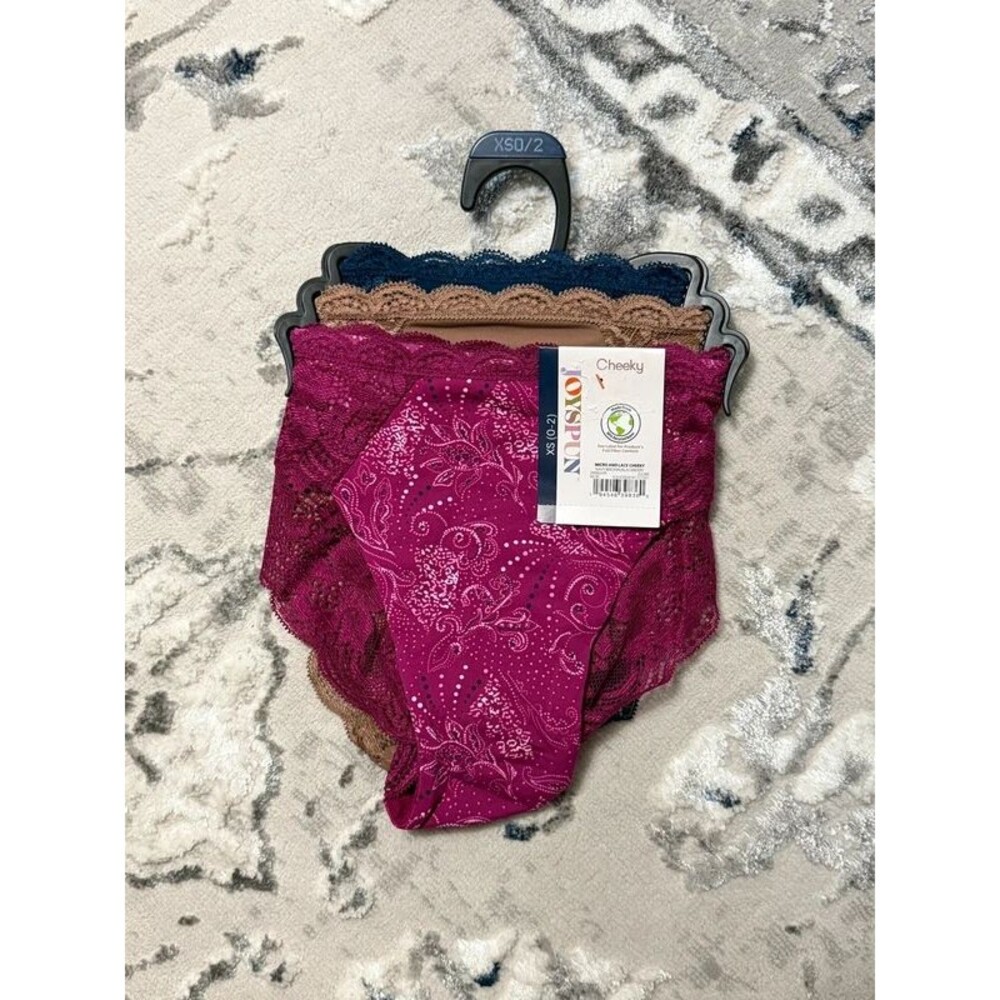 Joyspun Women's Lace Cheeky Panties 3-Pack Set Size X-Small 0-2
